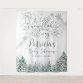 Eine kleine Schneeflocke, graue Babydusche im Hint Wandteppich (Vorderseite)