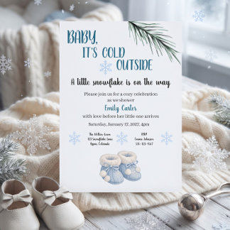 Eine kleine Schneeflocke ist auf dem Weg Baby Show Einladung