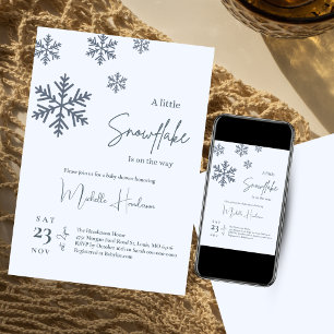 Eine kleine Schneeflocke ist auf dem Weg zur Baby- Einladung