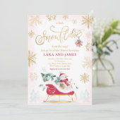 Eine kleine Schneeflocke ist auf dem Weg zur Babyd Einladung (Stehend Vorderseite)