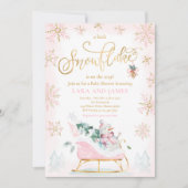 Eine kleine Schneeflocke ist auf dem Weg zur Babyd Einladung (Vorderseite)