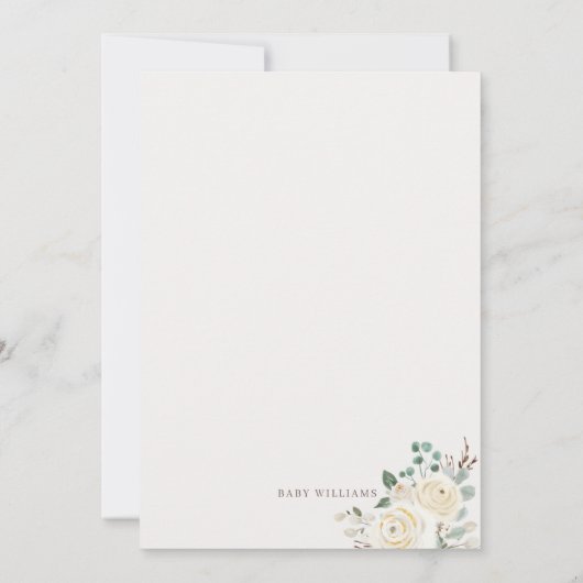 Eine kleine Schneeflocke ist auf dem Weg zur Babyd Save The Date (Rückseite)