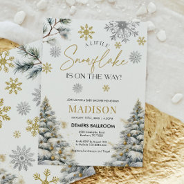 Eine kleine Schneeflocke ist unterwegs, Babydusche Einladung