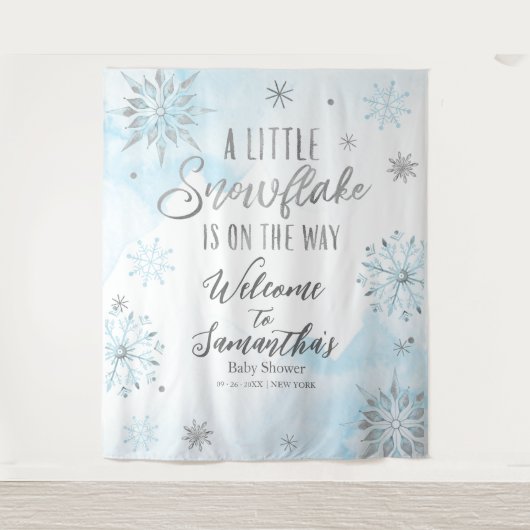 Eine kleine Schneeflocke Junge Winter Baby Dusche  Wandteppich (Vorderseite)