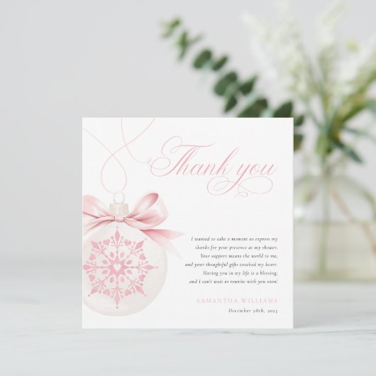 Eine kleine Schneeflocke Pink Baby Dusche Danke Ka (Stehend Vorderseite)