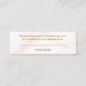 Eine kleine Schneeflocke Pink Baby Dusche Mini Visitenkarte (Rückseite)