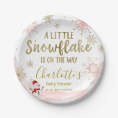 Eine kleine Schneeflocke Pink Baby Dusche Pappteller (Vorderseite)