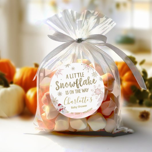 Eine kleine Schneeflocke Pink Baby Dusche Runder Aufkleber