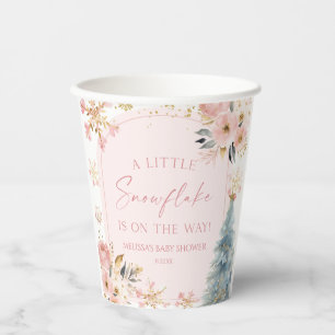 Eine kleine Schneeflocke Pink Winter Baby Dusche Pappbecher