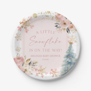 Eine kleine Schneeflocke Pink Winter Baby Dusche Pappteller