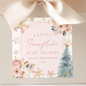 Eine kleine Schneeflocke Pink Winter Baby Dusche Quadratischer Aufkleber