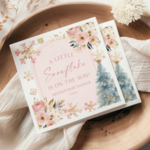 Eine kleine Schneeflocke Pink Winter Baby Dusche Serviette