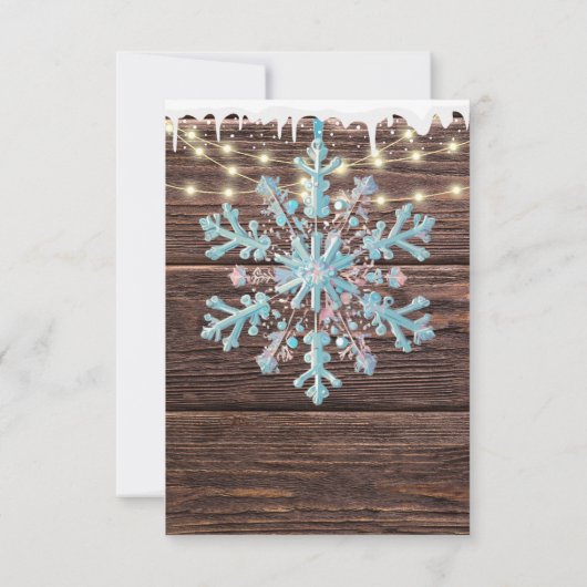 Eine kleine Schneeflocke Rustikale Winter Baby Dus Dankeskarte (Rückseite)