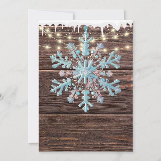 Eine kleine Schneeflocke Rustikale Winter Baby Dus Einladung (Rückseite)