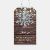 Eine kleine Schneeflocke Rustikale Winter Baby Dus Geschenkanhänger (Vorderseite)