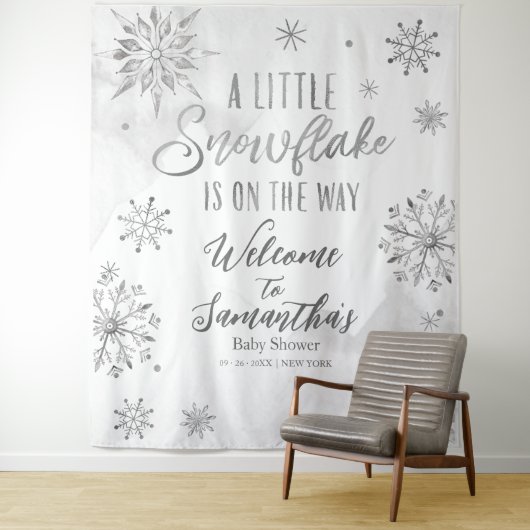 Eine kleine Schneeflocke Winterdusche im Hintergru Wandteppich (Beispiel)