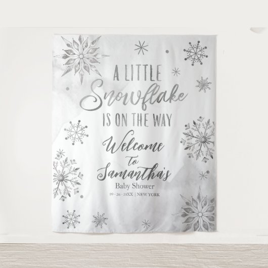 Eine kleine Schneeflocke Winterdusche im Hintergru Wandteppich (Vorderseite)