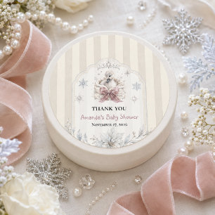 Eine kleine Schwan-Winterprinzessin-Baby-Party Runder Aufkleber