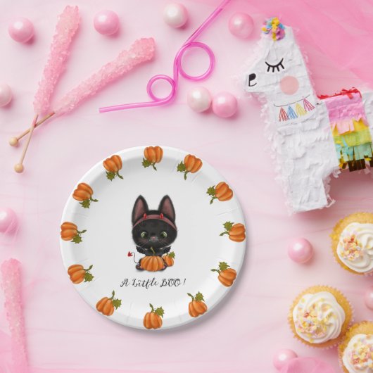 Eine kleine schwarze Boo-Babydusche Pappteller (Party)