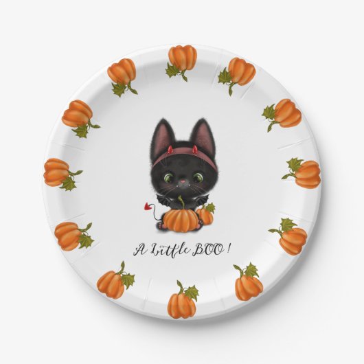 Eine kleine schwarze Boo-Babydusche Pappteller (Vorderseite)