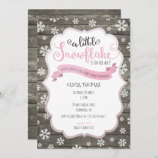 Eine kleine Snowflake-Baby-Dusche Einladung (Vorne/Hinten)