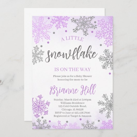 Eine kleine Snowflake Baby Dusche Einladung (Vorne/Hinten)