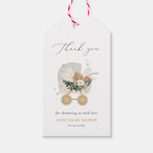 Eine kleine Snowflake Babydusche Danke Geschenkanhänger (Vorderseite)