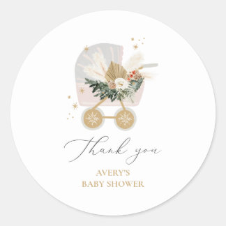 Eine kleine Snowflake Babydusche Danke Runder Aufkleber