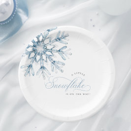 Eine kleine Snowflake Blue Baby Dusche Pappteller