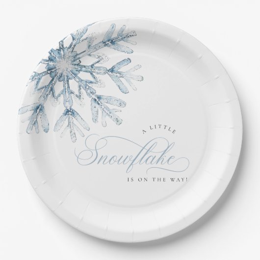 Eine kleine Snowflake Blue Baby Dusche Pappteller (Vorderseite)