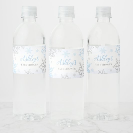 Eine kleine Snowflake Blue Baby Dusche Wasserflaschenetikett (Flaschen)