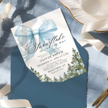 Eine kleine Snowflake Blue Bow Winter Baby Dusche