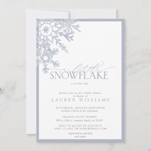 Eine kleine Snowflake Blue Watercolor Baby Dusche (Vorderseite)