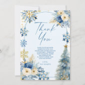 Eine kleine Snowflake Blue Winter Baby Dusche Dankeskarte (Vorderseite)