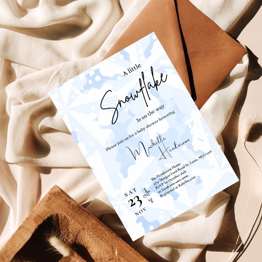 Eine kleine Snowflake Blue Winter Baby Dusche Einladung