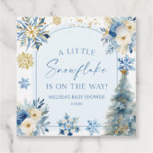 Eine kleine Snowflake Blue Winter Baby Dusche Geschenkanhänger (Rückseite)