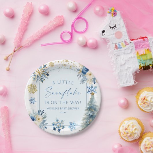 Eine kleine Snowflake Blue Winter Baby Dusche Pappteller (Party)