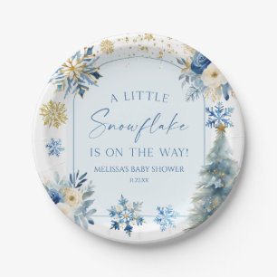 Eine kleine Snowflake Blue Winter Baby Dusche Pappteller