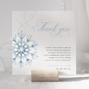 Eine kleine Snowflake Boy Baby Dusche Danke Karte