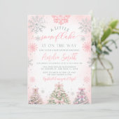 Eine kleine Snowflake Girl Winter Baby Dusche Einladung (Stehend Vorderseite)