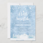 Eine kleine Snowflake Sprinkle Winter Boy Baby Dus Einladung (Vorderseite)