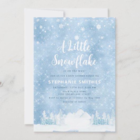 Eine kleine Snowflake Sprinkle Winter Boy Baby Dus Einladung (Vorderseite)