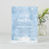 Eine kleine Snowflake Sprinkle Winter Boy Baby Dus Einladung (Stehend Vorderseite)
