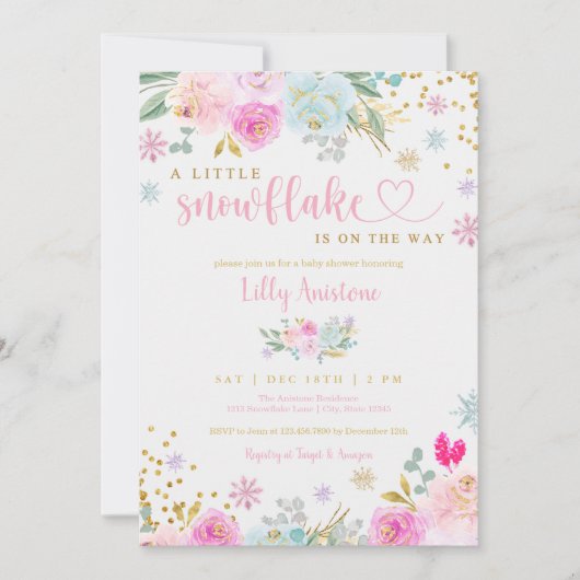 Eine kleine Snowflake Winter Baby Dusche Einladung (Vorderseite)