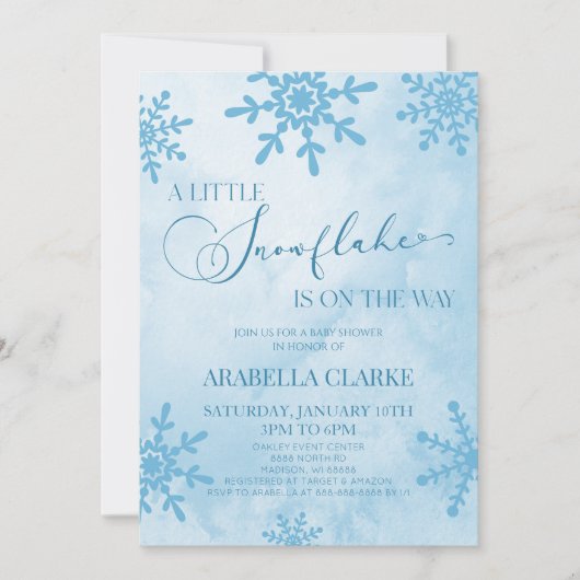Eine kleine Snowflake Winter Wonderland Baby Dusch Einladung (Vorderseite)
