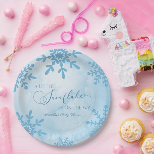 Eine kleine Snowflake Winter Wonderland Baby Dusch Pappteller (Party)