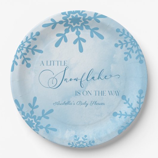 Eine kleine Snowflake Winter Wonderland Baby Dusch Pappteller (Vorderseite)