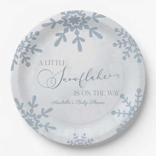 Eine kleine Snowflake Winter Wonderland Baby Dusch Pappteller (Vorderseite)