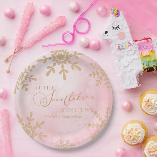 Eine kleine Snowflake Winter Wonderland Baby Dusch Pappteller (Party)