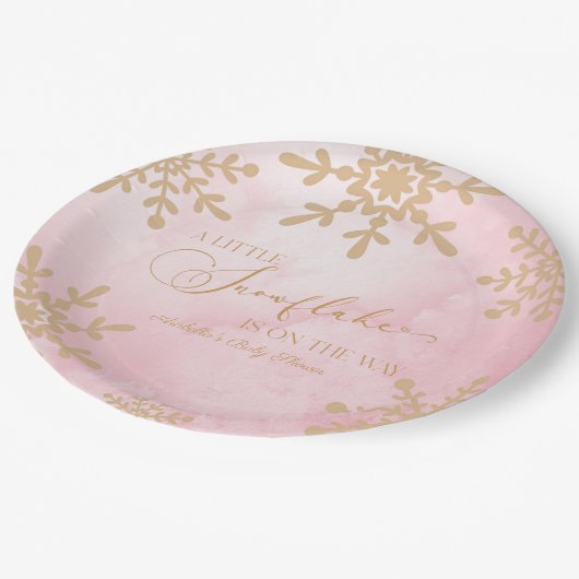 Eine kleine Snowflake Winter Wonderland Baby Dusch Pappteller (Schrägansicht)